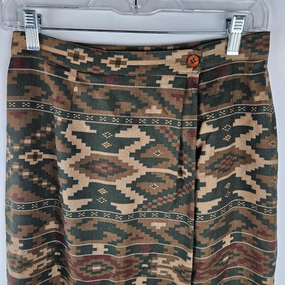 Jones New York Vintage Maxi Skirt 100% Wool Size 6 Southwest Boho - Picture 3 of 9